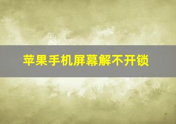 苹果手机屏幕解不开锁