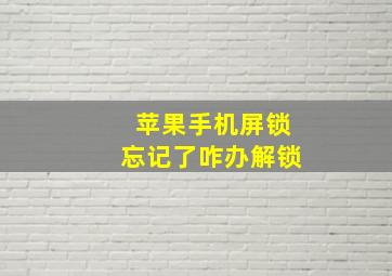 苹果手机屏锁忘记了咋办解锁