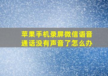 苹果手机录屏微信语音通话没有声音了怎么办