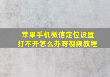 苹果手机微信定位设置打不开怎么办呀视频教程