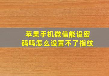 苹果手机微信能设密码吗怎么设置不了指纹