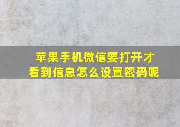 苹果手机微信要打开才看到信息怎么设置密码呢