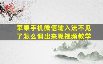 苹果手机微信输入法不见了怎么调出来呢视频教学