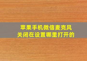 苹果手机微信麦克风关闭在设置哪里打开的