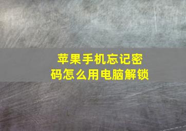 苹果手机忘记密码怎么用电脑解锁