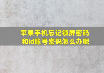 苹果手机忘记锁屏密码和id账号密码怎么办呢