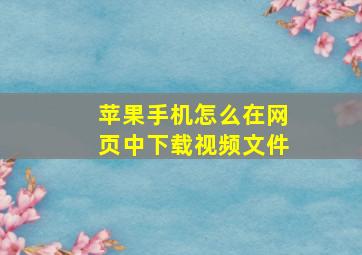 苹果手机怎么在网页中下载视频文件