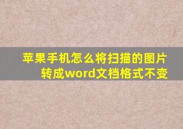 苹果手机怎么将扫描的图片转成word文档格式不变