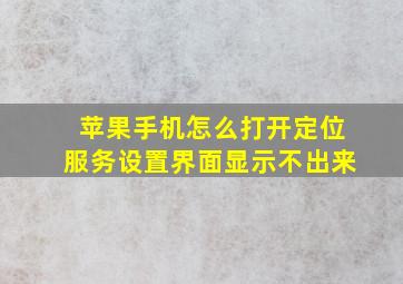 苹果手机怎么打开定位服务设置界面显示不出来