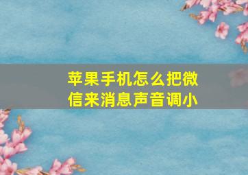 苹果手机怎么把微信来消息声音调小