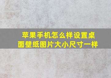 苹果手机怎么样设置桌面壁纸图片大小尺寸一样