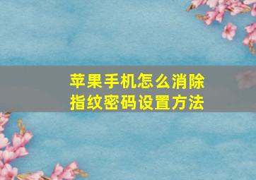 苹果手机怎么消除指纹密码设置方法