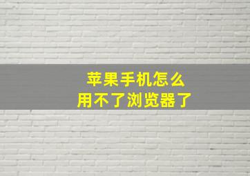 苹果手机怎么用不了浏览器了