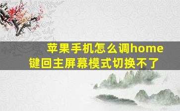 苹果手机怎么调home键回主屏幕模式切换不了