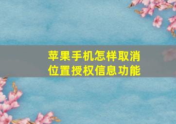 苹果手机怎样取消位置授权信息功能