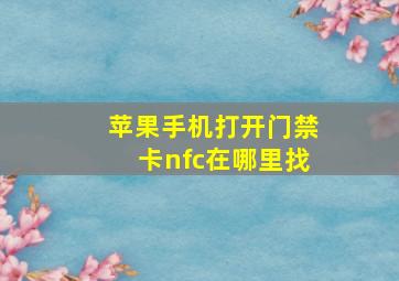 苹果手机打开门禁卡nfc在哪里找