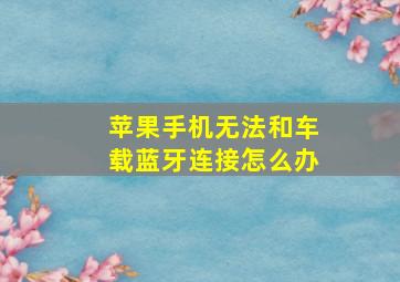 苹果手机无法和车载蓝牙连接怎么办