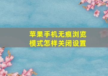 苹果手机无痕浏览模式怎样关闭设置