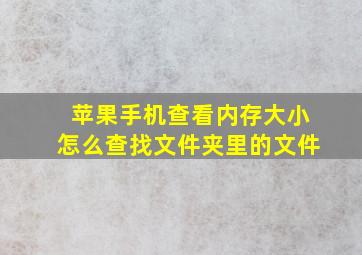 苹果手机查看内存大小怎么查找文件夹里的文件