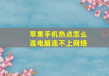 苹果手机热点怎么连电脑连不上网络