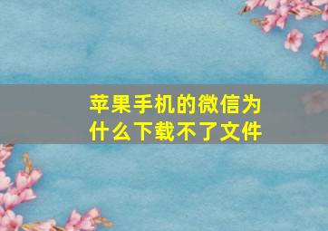 苹果手机的微信为什么下载不了文件