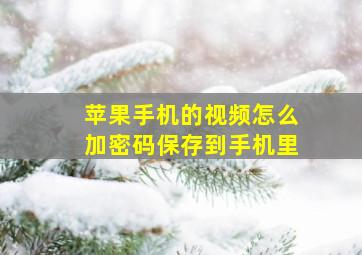 苹果手机的视频怎么加密码保存到手机里