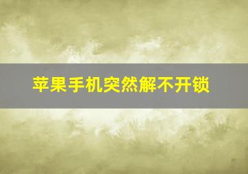 苹果手机突然解不开锁