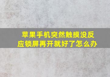 苹果手机突然触摸没反应锁屏再开就好了怎么办