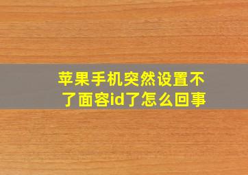 苹果手机突然设置不了面容id了怎么回事