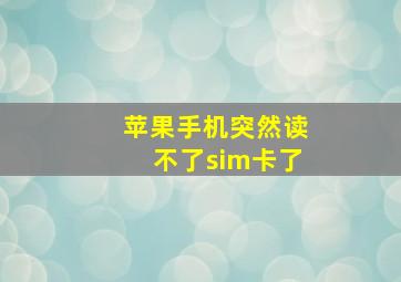 苹果手机突然读不了sim卡了