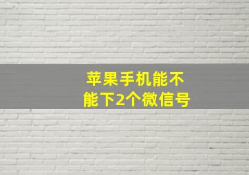 苹果手机能不能下2个微信号