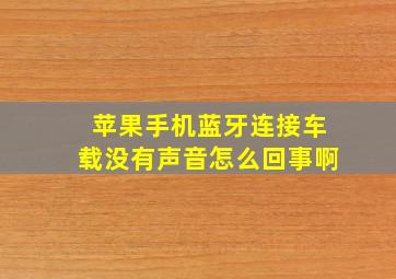 苹果手机蓝牙连接车载没有声音怎么回事啊