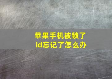 苹果手机被锁了id忘记了怎么办