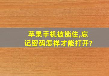 苹果手机被锁住,忘记密码怎样才能打开?