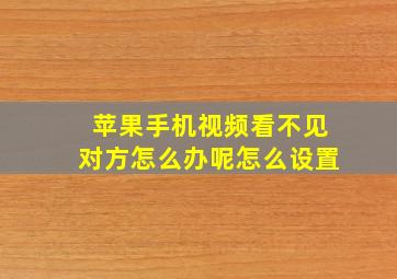 苹果手机视频看不见对方怎么办呢怎么设置