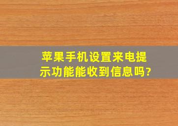 苹果手机设置来电提示功能能收到信息吗?