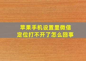 苹果手机设置里微信定位打不开了怎么回事