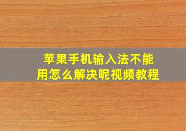 苹果手机输入法不能用怎么解决呢视频教程