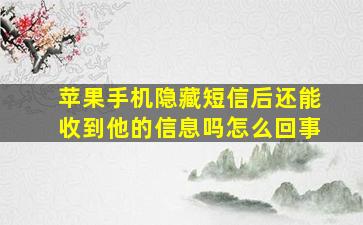 苹果手机隐藏短信后还能收到他的信息吗怎么回事