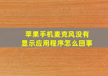 苹果手机麦克风没有显示应用程序怎么回事