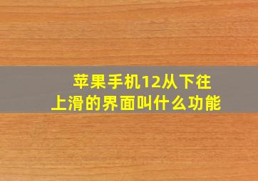 苹果手机12从下往上滑的界面叫什么功能