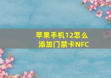 苹果手机12怎么添加门禁卡NFC