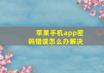 苹果手机app密码错误怎么办解决