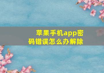 苹果手机app密码错误怎么办解除