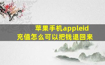 苹果手机appleid充值怎么可以把钱退回来