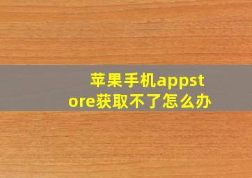 苹果手机appstore获取不了怎么办