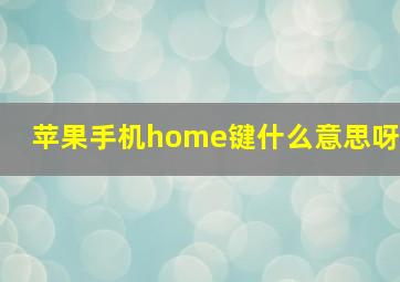 苹果手机home键什么意思呀