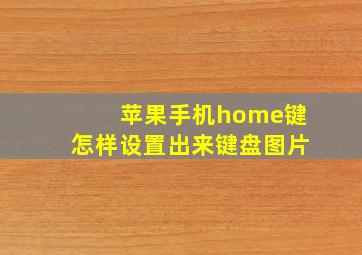 苹果手机home键怎样设置出来键盘图片