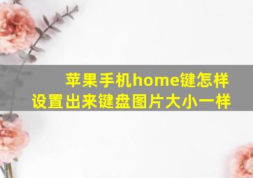 苹果手机home键怎样设置出来键盘图片大小一样