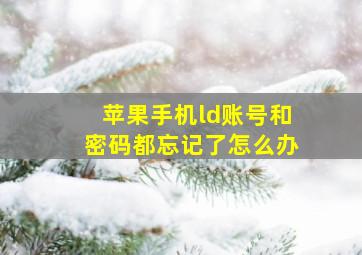 苹果手机ld账号和密码都忘记了怎么办